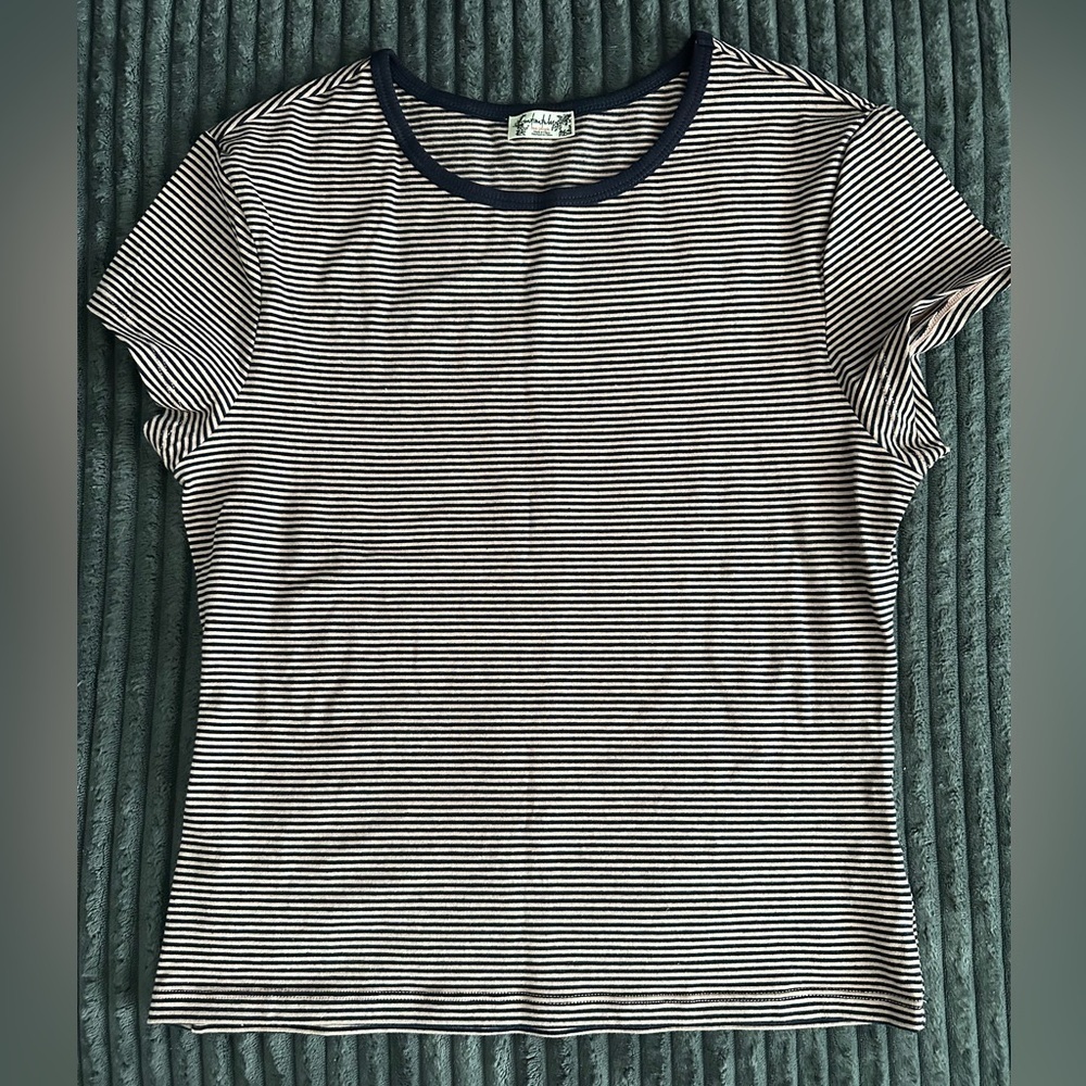 Intimately by Free People Morning Pages Baby Tee - Navy Blue & Peach - Size M